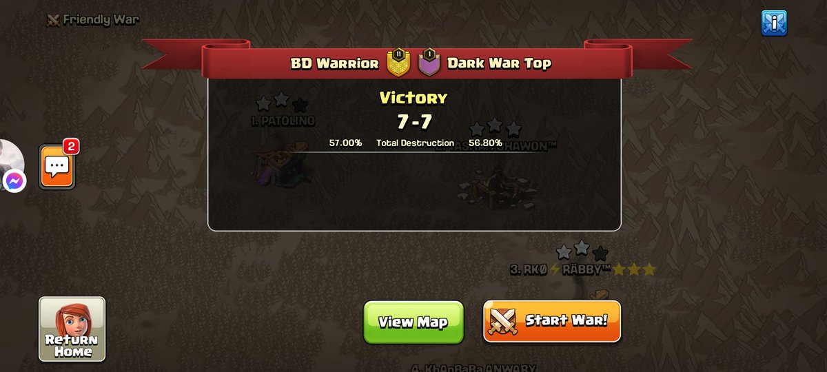 PsychoNoob_COC's tweet photo. Psycho Noob✔️ - Red Vs Dark War Top
literally won the match by 1% destruction🤟
Good Game 
Thrilling Three Tournament 
#T3T
#ClashOfClans https://t.co/mJmk3m1iB5