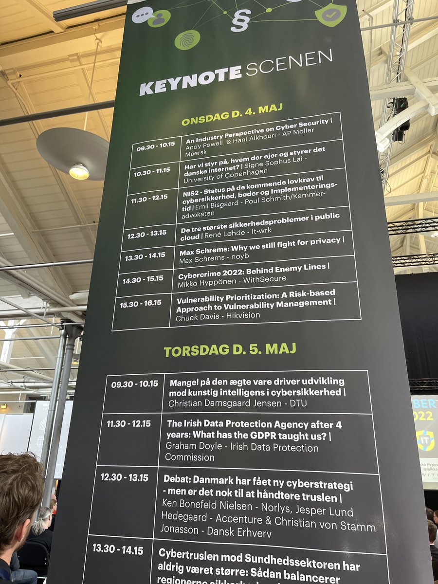 ckdiii's tweet photo. I was honored to present a keynote about risk-based vulnerability management at Denmark’s largest cybersecurity conference, V2 Security. Talk about a tough act to follow, I took the stage right after @mikko who was amazing, as usual. @version2dk #V2security https://t.co/2QfMYeV0Vv