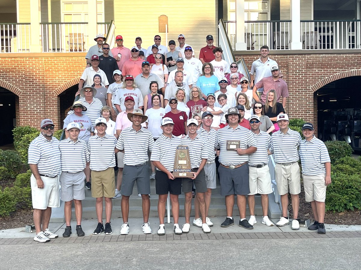 haleyvillemgolf's tweet photo. For the first time in school history your Haleyville Boys Golf Team are State Champs! @AHSAAUpdates https://t.co/68APPx2TW5