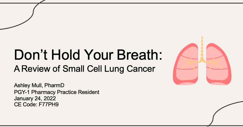ash_mull3's tweet photo. I recently got to present my CE on updated treatment of small cell lung cancer (SCLC) at @baptistmemrxres! Here are some highlights from my presentation! https://t.co/klQXYtmgyO