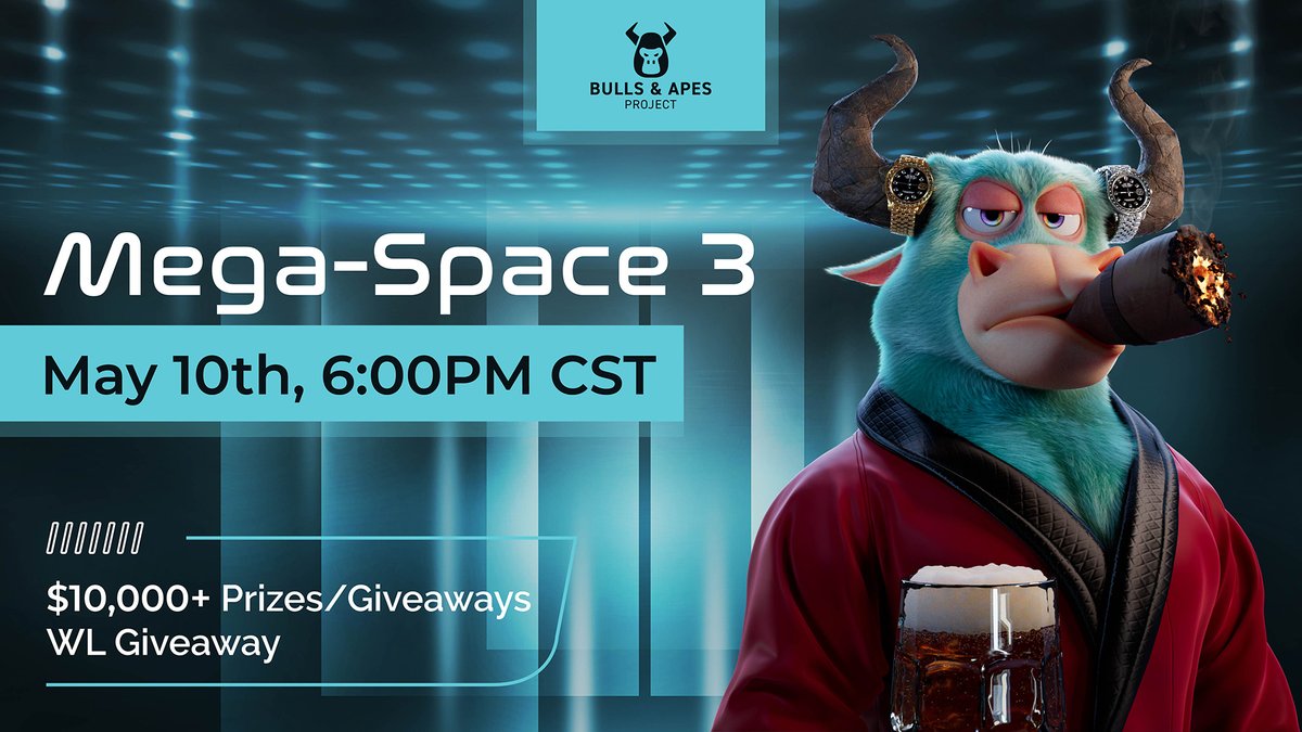 BullsApesProj's tweet photo. LIMITED TIME OPPORTUNITY! 

Want a  @BullsApesProj #Whitelist without jumping through hoops? 😏

Do this NOW⬇️

1⃣Join our Discord at https://t.co/SlTbaLwMI9 

2⃣Check the Announcements channel &amp; follow simple instructions.

3⃣Must be on the spaces to win 👇 https://t.co/t3EDAObV2O