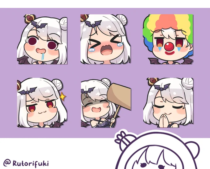 Emote commission for @KyuraVeronica 
having fun with em especially the badut one🤡 