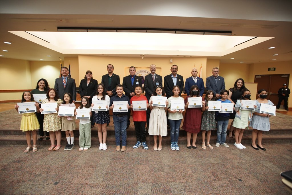 SocorroISD's tweet photo. The Board of Trustees recognized the Helen Ball Elementary student council for being the only elementary school in District IX El Paso area to earn the TASC Outstanding Student Council and sweepstakes awards. Congratulations, Dalmatians! https://t.co/JCUX4Dlr00