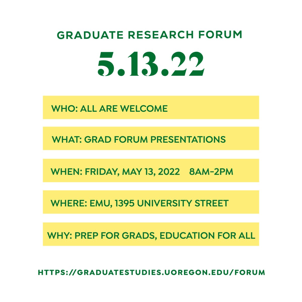 uogradschool's tweet photo. If you haven't heard, we're pumped for the return of the Graduate Research Forum. Don't miss the action and be sure to cast your votes in the People's Choice category.
https://t.co/qE3zgqVlOM
@uoregon #UOGrad #UOResearchforum #research #gradstudents #goducks #eugeneoregon https://t.co/QgamVR5AqV