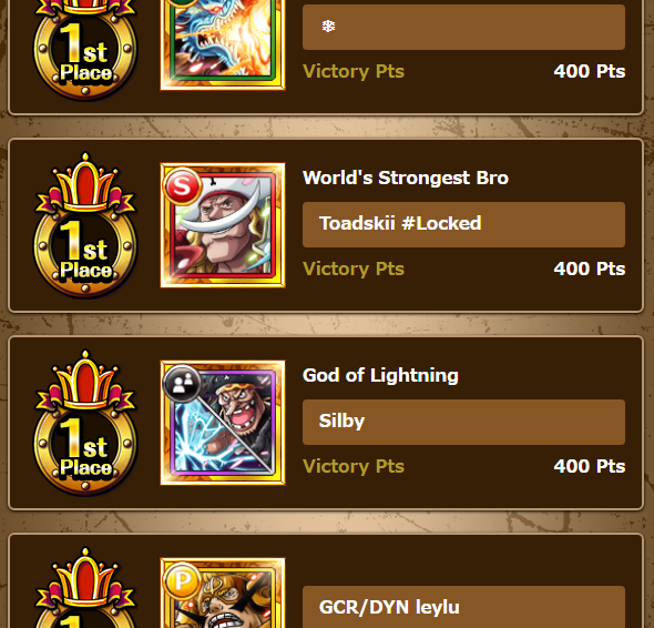 Toadskii's tweet photo. @ONE_PIECE_TC #MyOPTCMemory is the first Blitz Battle on OPTC! Awesome that the community was able to come together to share amazing rewards! #TreCru #OPTC https://t.co/1e46a56Umu