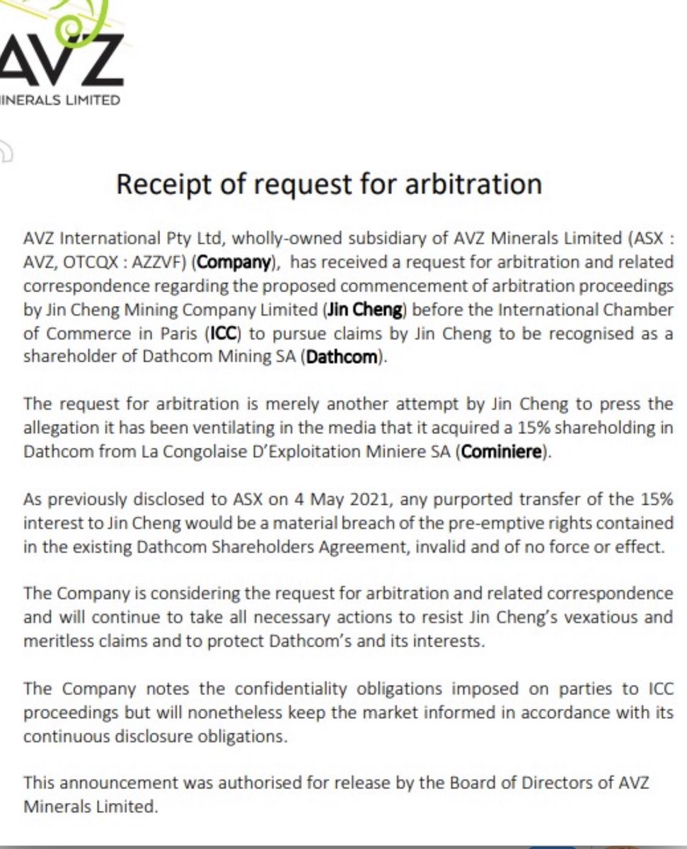emil_jens's tweet photo. $AVZ #arbitration REQUEST FROM Jin Cheng re #Datcom

Note WHO made the request - NOT AVZ so Ji Cheng now wanting to negotiate what 🤔 https://t.co/62hug5k1W9