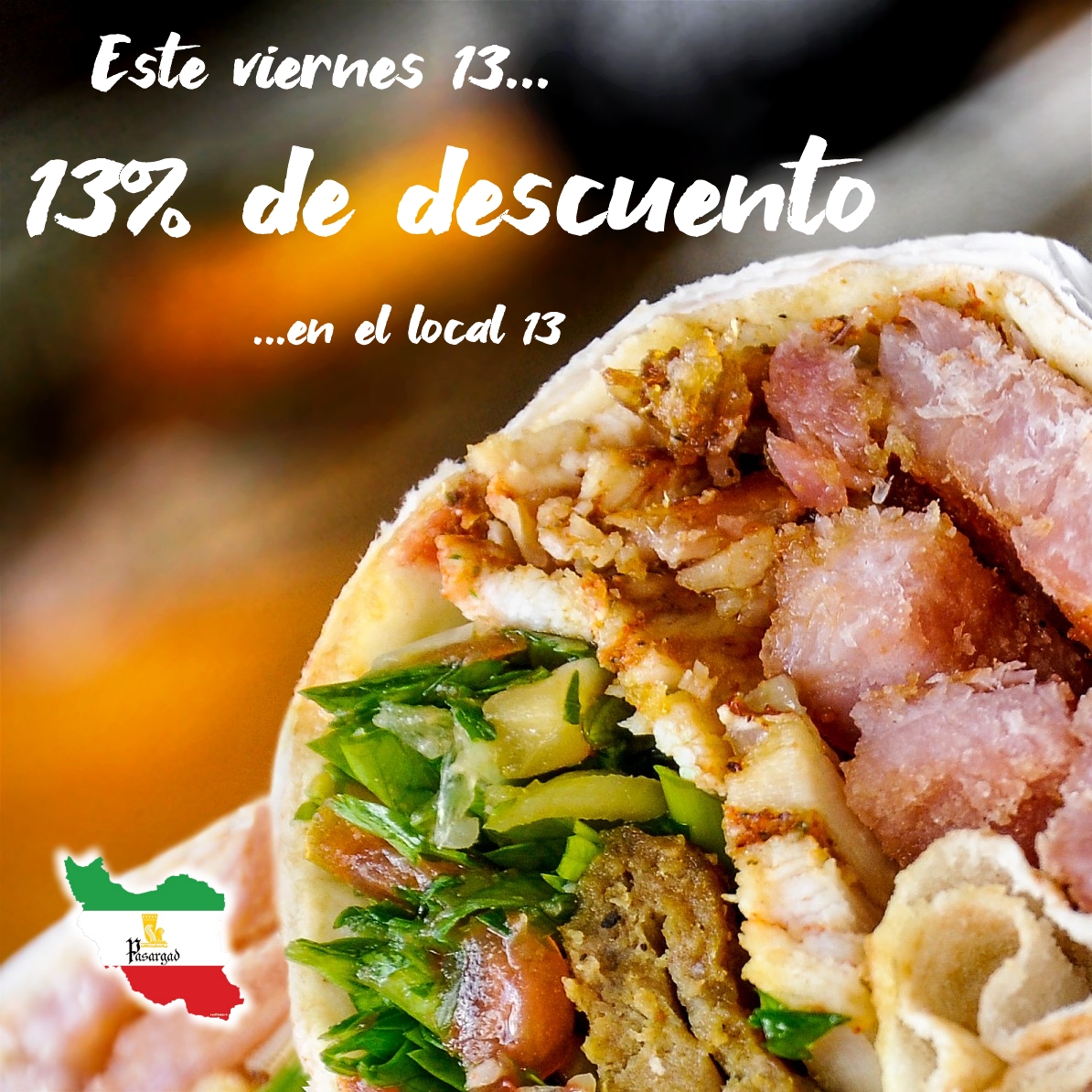 ¡Aprovecha este viernes 13 para obtener el 13% de descuento en nuestro local 13!

Este viernes te tenemos este descuento especial en tus pedidos de dos o más shawarmas y pepitos.

No aplica a las bebidas. Tenemos delivery.

#shawarma #10Mayo #chacao #caracas  #caracasactiva