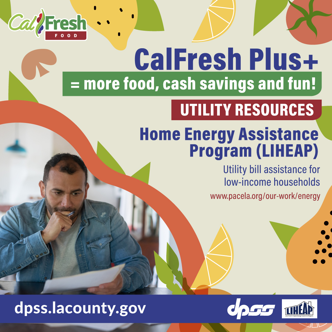 LACo_DPSS's tweet photo. CalFresh Plus means your income may qualify you for discounts on utilities that save you money to use for other expenses. 

#CalFreshPlus #ChooseCalFresh #utlities #discounts #losangeles @CountyofLA https://t.co/QVNtDJu8zq