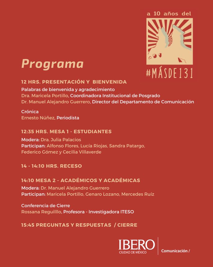 A 10 años del #Másde131 
Te compartimos el Programa del día de mañana