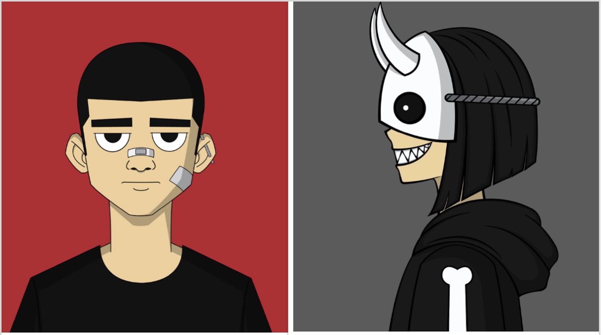 Keripeau's tweet photo. My Independent Artist of the day is @APANGNFT . We got a psychotic girl and a young man who dreams of being the #1 gangster. The perfect kooky duo. Come support the other side of @cryptocomnft.
https://t.co/jYsEIIbgrD
#Crofam #independentartist #CuratedOff #Kooky https://t.co/633xQBaN0n