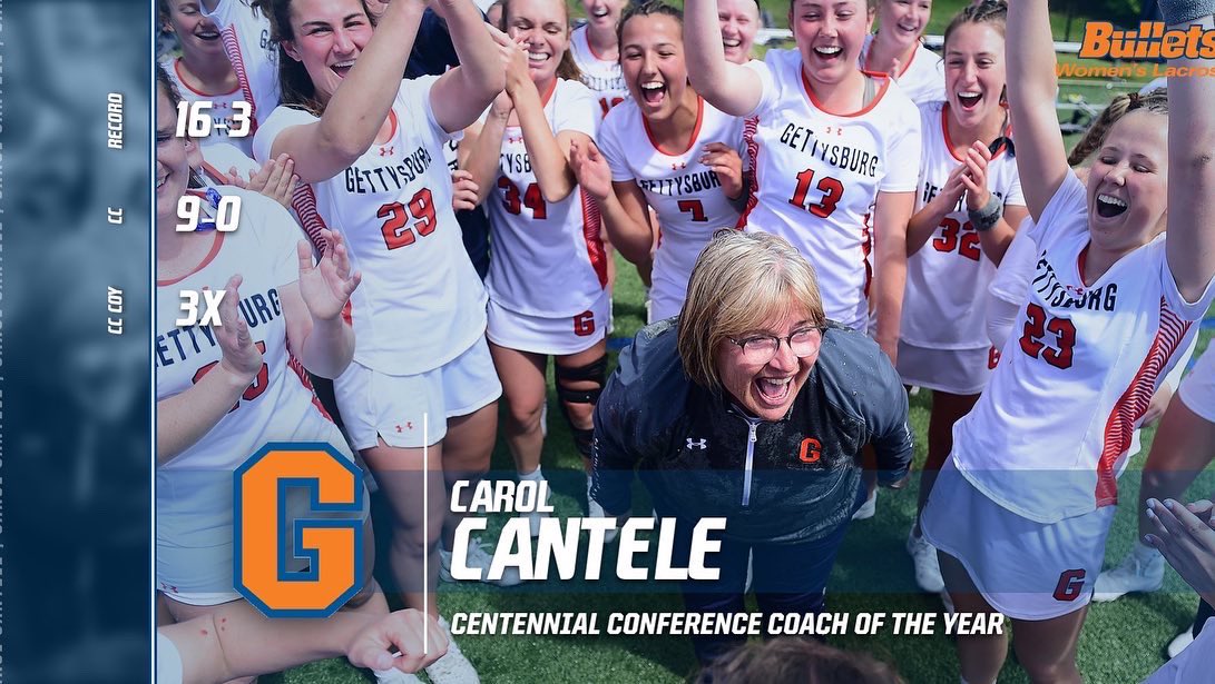 gburgbullets's tweet photo. Congrats to Jordan Basso ‘24 (Attacker of the Year), Carol Cantele ‘83 (Coach of the Year) and the five other members of @gburgwlax on being named to the all-conference team‼️👏🔥 #gobullets🔶🔷 #CentConf #d3lax #BulletsWlax https://t.co/XvMJPAF2El
