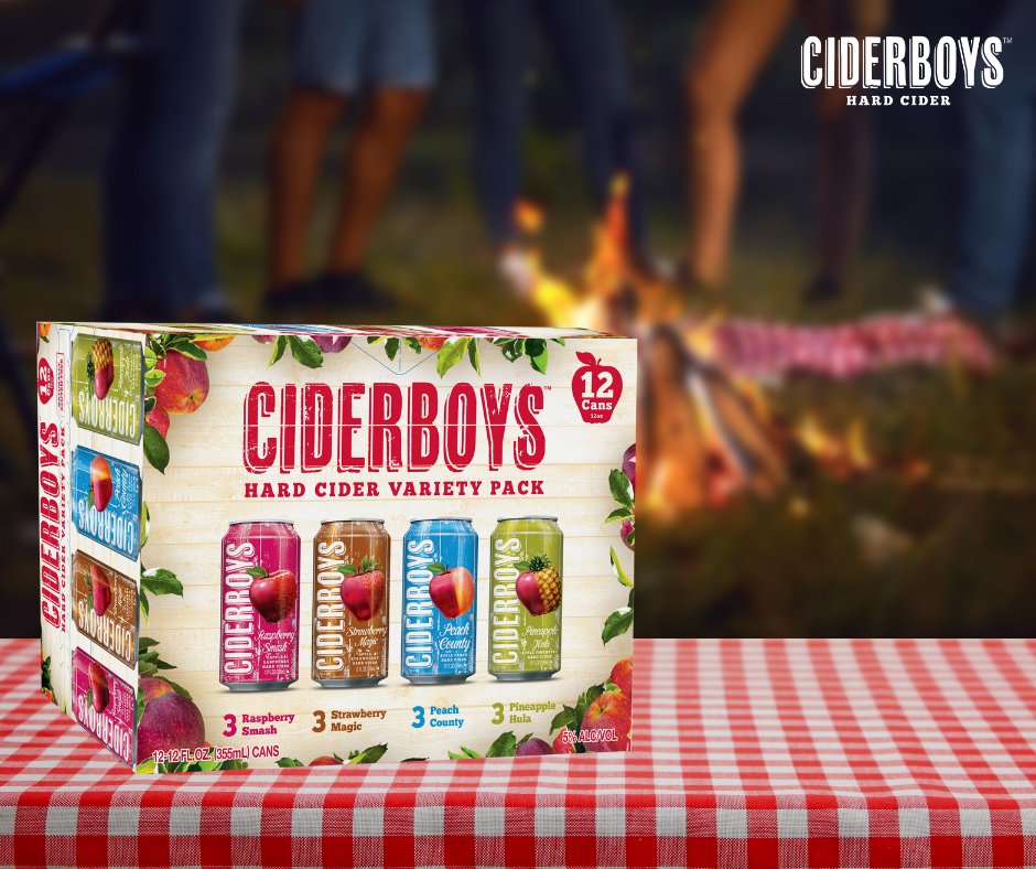 CiderboysCider's tweet photo. Bring the party to your next barbeque with Ciderboys Can Variety Packs. Featuring four different flavors, 3 cans of each, this pack is sure to be a crowd pleaser. #ciderboys #raspberrysmash #strawberrymagic #peachcounty #pineapplehula https://t.co/G5Lr5qDrvF