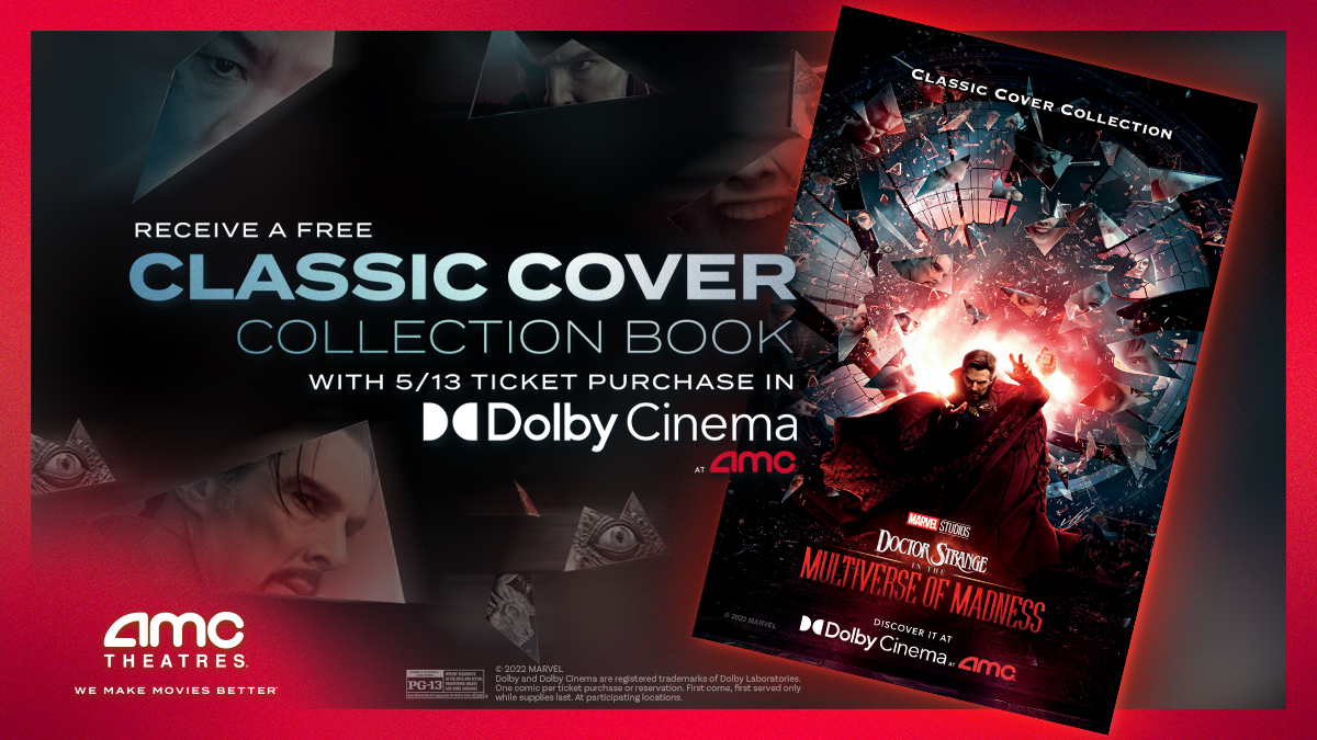AMCTheatres's tweet photo. See DOCTOR STRANGE IN THE MULTIVERSE OF MADNESS on 5/13 in @DolbyCinema at #AMCTheatres to receive this exclusive piece of #DOCTORSTRANGE comic history! https://t.co/9PbsIddTVb https://t.co/rQbfBKXSfZ