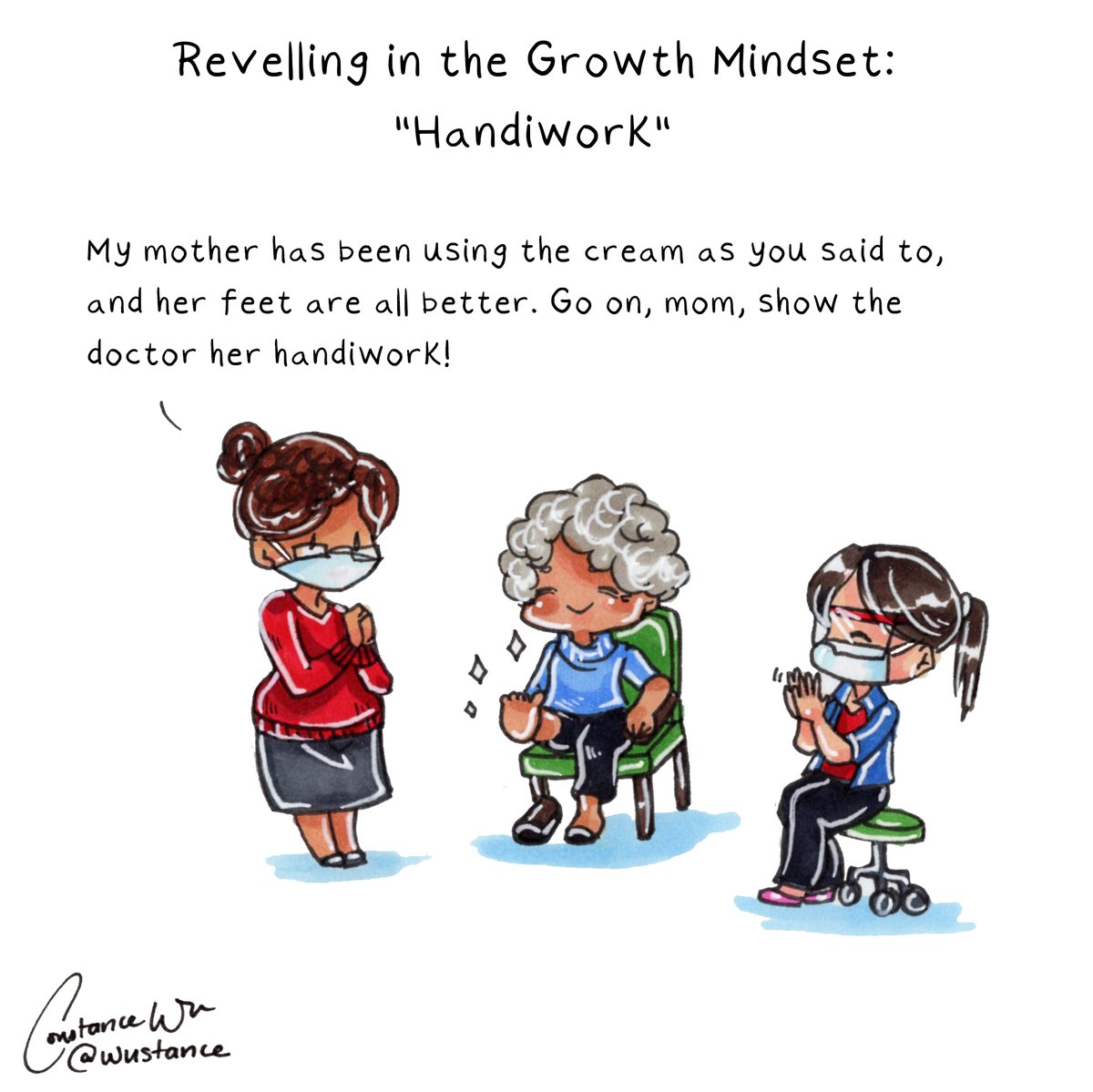 There have been a lot of ups and downs lately, but there have been many small victories to celebrate as well, especially as I've gotten to know patients better as a PCP😊 (not real patient appearances. P.S. handiwork really is that of e-consult teledermatology)