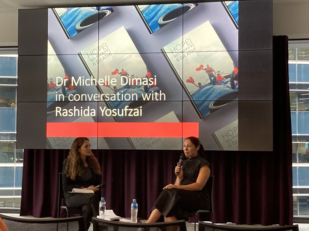 Happening now, Dr Michelle Dimasi in conversation with @Rashidajourno for the launch of her book Hope, Solidarity and Death @westernsydneyu @ChallengeRacism @westsydusoss @rachrites @ProfKMDunn