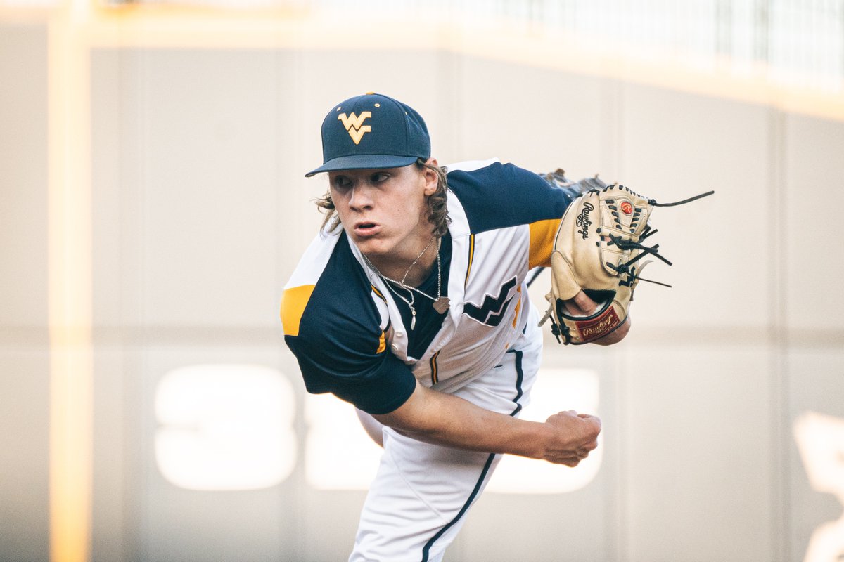 WVUBaseball's tweet photo. Doesn't get much better than that 🧯

6 IP
0 H
0 R
8 K
2 BB

#HailWV | @major_aidan https://t.co/EMBW2WzN2y