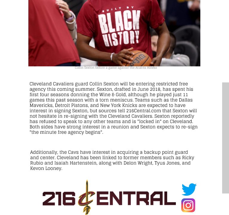 Report: Collin Sexton is expected to stay in Cleveland and sources say that the chances of him leaving are, “less than 0.1%”, per 216Central.

The Bull will stay in Cleveland 😤