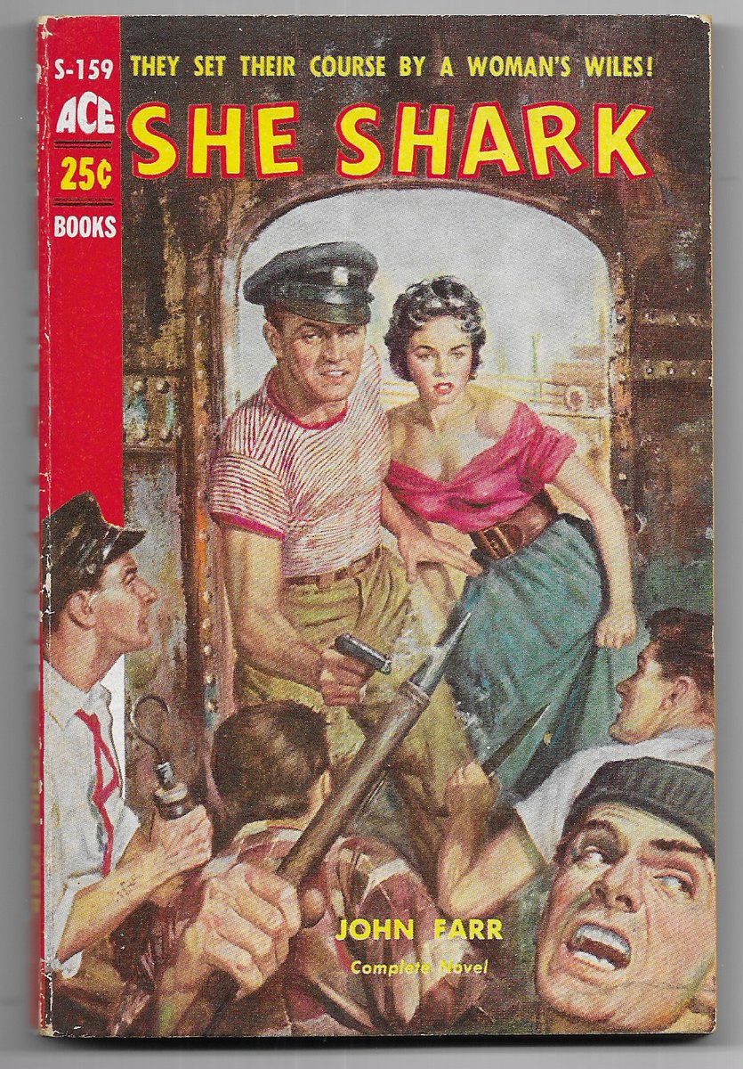cmacfin's tweet photo. "Intrique was her Compass, Danger her Destination"  John Farr was a pseudonym of #JackWebb best known for his Father Shanley - Sammy Golden mysteries. This is a Paperback original from 1956, a single amongst #AceDouble series. https://t.co/9fHYGVBGSA https://t.co/JaVYvznR9M