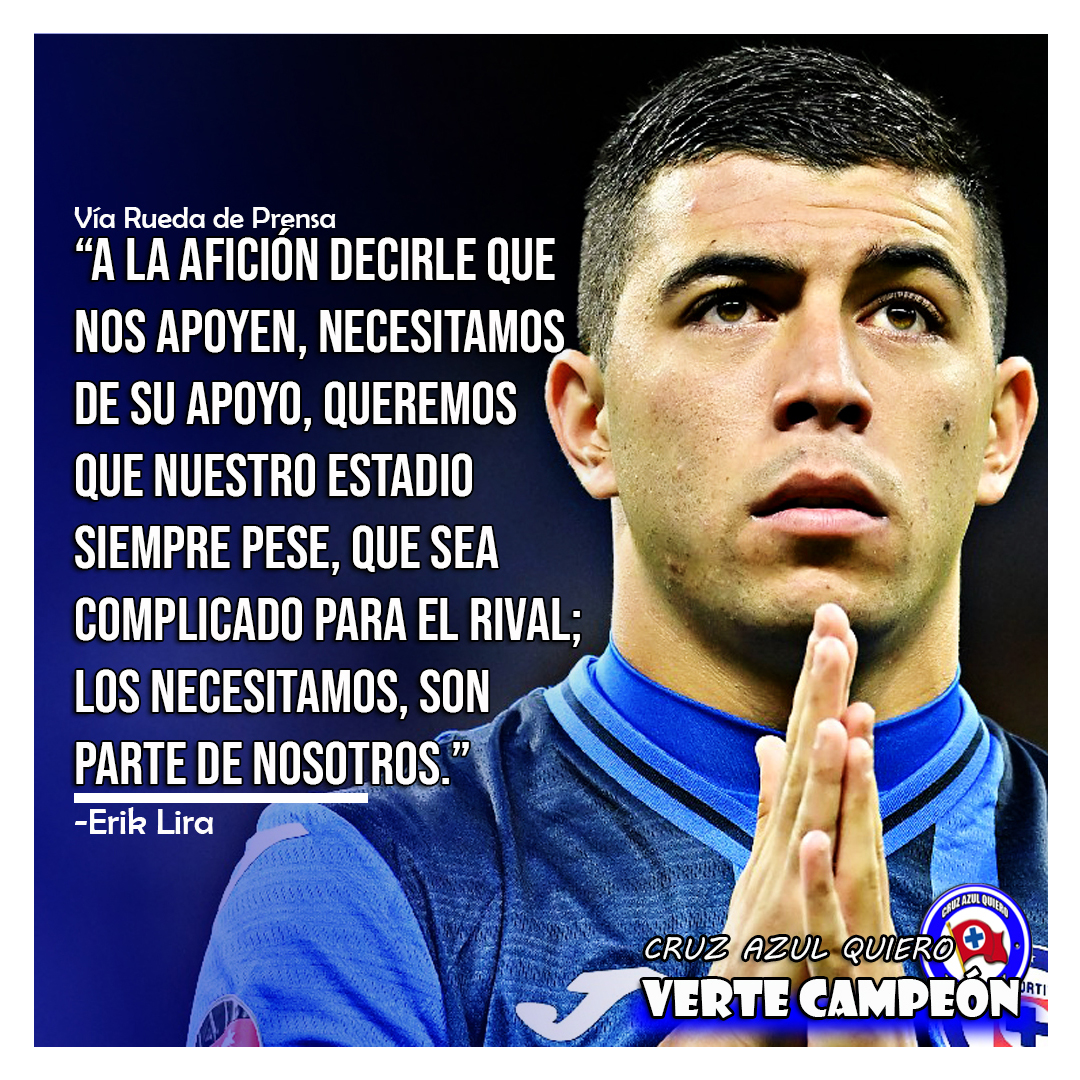 CAzulCampeoon's tweet photo. ¡QUE RETUMBE EL AZTECA!👊

"Que nos apoyen, necesitamos de su apoyo, queremos que nuestro estadio siempre pese, que sea complicado para el rival; los necesitamos, son parte de nosotros, también lo hacemos por ellos, porque siempre están".

-Erik Lira https://t.co/9OKEcJ8wwb
