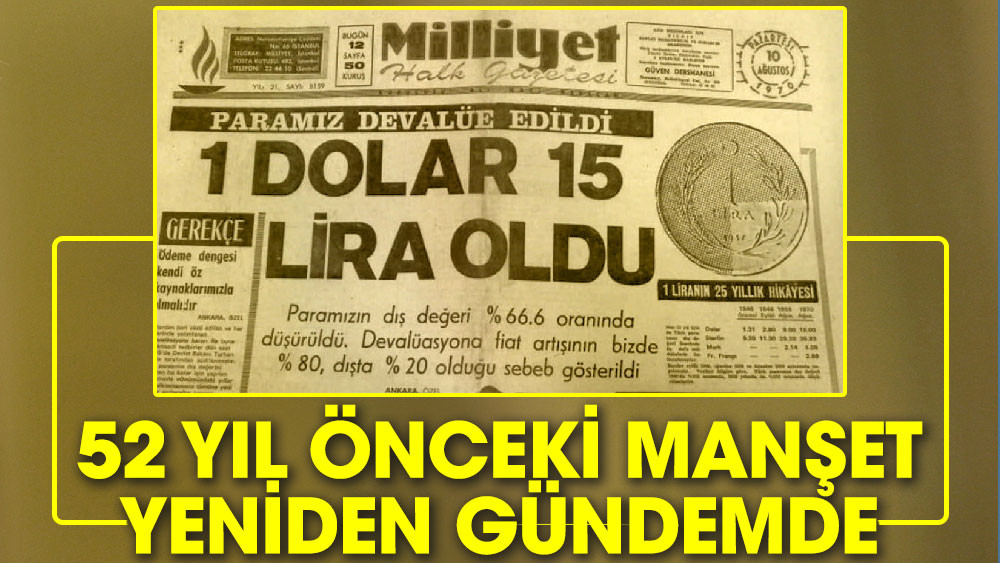 Dolar kurunun bugün 15 lirayı aşmasının ardından Milliyet gazetesinin 10 Ağustos 1970 tarihindeki sayısında 'devalüasyon'la ilgili attığı manşet yeniden gündeme geldi.

#benzin #DolarTL #ÖğretmenMaaşınaZamŞart