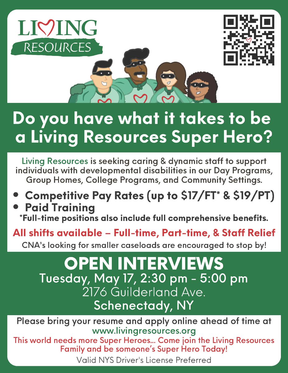 SCCCWFDCE's tweet photo. Hey CNAs! Living Resources is having open interviews May 17th, check out their information below! #CNA #jobopening #Schenectady https://t.co/23he7h01Zw
