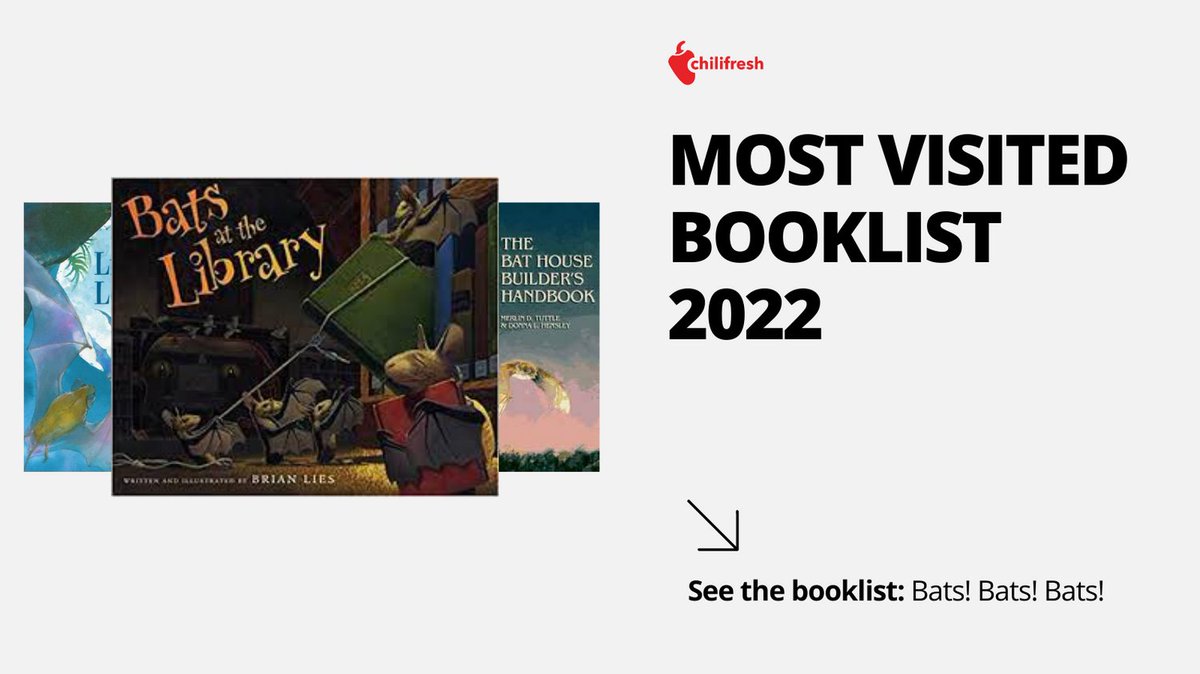 chilifresh's tweet image. Have a look at the most visited booklist so far in 2022 created by @CamasLibrary about bats! ✨Find the booklist here: bit.ly/3sn6PQ7

💡Click here to book a meeting: bit.ly/3hU2ONq

#booklist #libarians #library