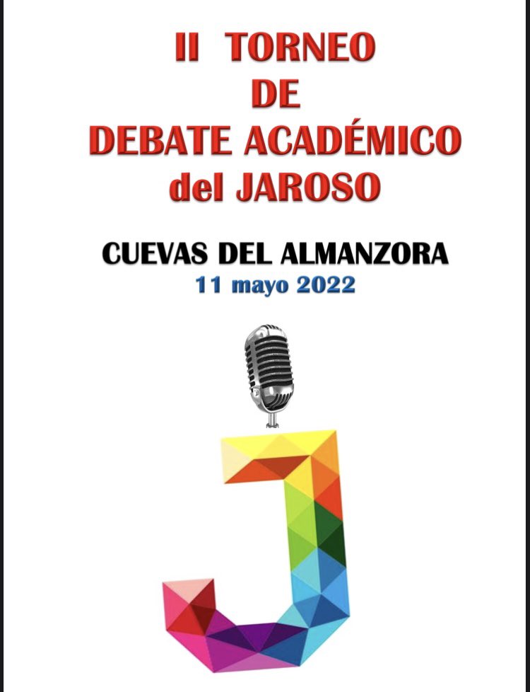 ¡Mañana 11 de mayo se celebra el II TORNEO DE DEBATE ACADÉMICO del Jaroso! 

Organizado por el Dpto de Geografía e Historia. 

👏🏻👏🏻👏🏻👏🏻

#iesjaroso
#debateacadémico