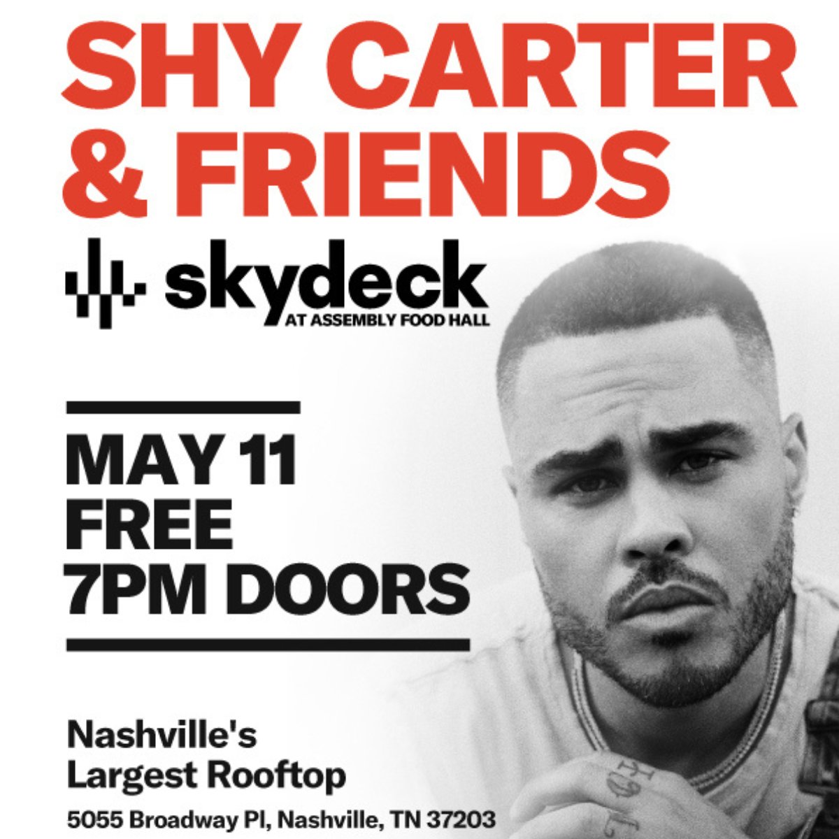 Do615 (@do615nashville) on Twitter photo It's going down tomorrow! Enjoy a free show featuring <a href="/ShyCarter/">Shy Carter</a> and friends at <a href="/Assembly_Hall/">Assembly Food Hall</a>! You still have a chance to win a reserved table and a $50 Hall Pass gift card. Enter here: do615.com/events/2022/5/… It's going down tomorrow! Enjoy a free show featuring <a href="/ShyCarter/">Shy Carter</a> and friends at <a href="/Assembly_Hall/">Assembly Food Hall</a>! You still have a chance to win a reserved table and a $50 Hall Pass gift card. Enter here: do615.com/events/2022/5/…