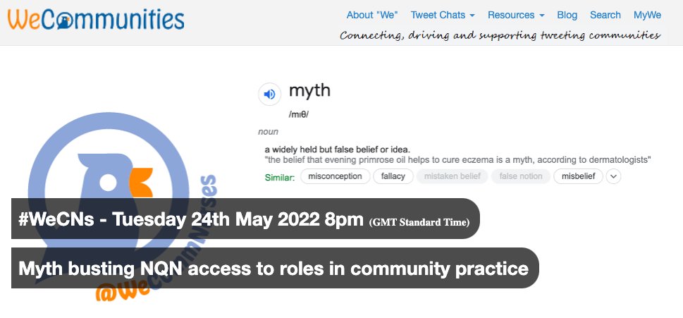 WeCommNurses's tweet photo. You asked for it & here it is, our next #WeCommNurses tweetchat
"Myth-busting NQN access to roles in community practice"
Students, NQN, and Educators are all encouraged to join the chat.
Please share the chat far & wide.
Tuesday 24th May 8pm
https://t.co/3LuVFuyfUY
โฌ๏ธChat Infoโฌ๏ธ https://t.co/8Qcu0jcokf