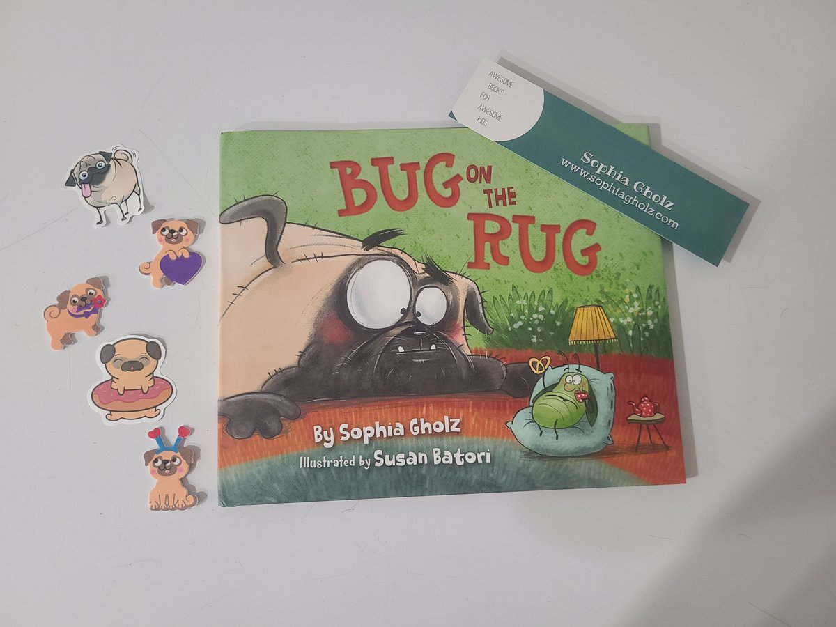 Thank you @sophiagholz for a copy of BUG ON THE RUG, (illustrated by @susanbatori), featured on @MollyIppolito's blog. My 3yo enjoyed the stickers, the personalized note, the rhyme, the humorous illustrations, & the twist ending. #pb #kidlit #kidlit #WritingCommunity