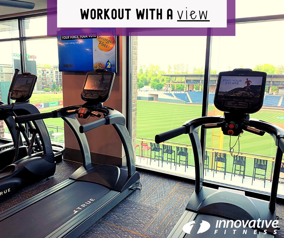 InnovativeFit1's tweet photo. Workout while watching the @GwinnettStripers all while living at The Fieldhouse Apartments ⚾️🏋️ @TRUEfitnesstech  #IFS #BaseballSeason #WorkoutWithaView https://t.co/YPLoP4RTv4