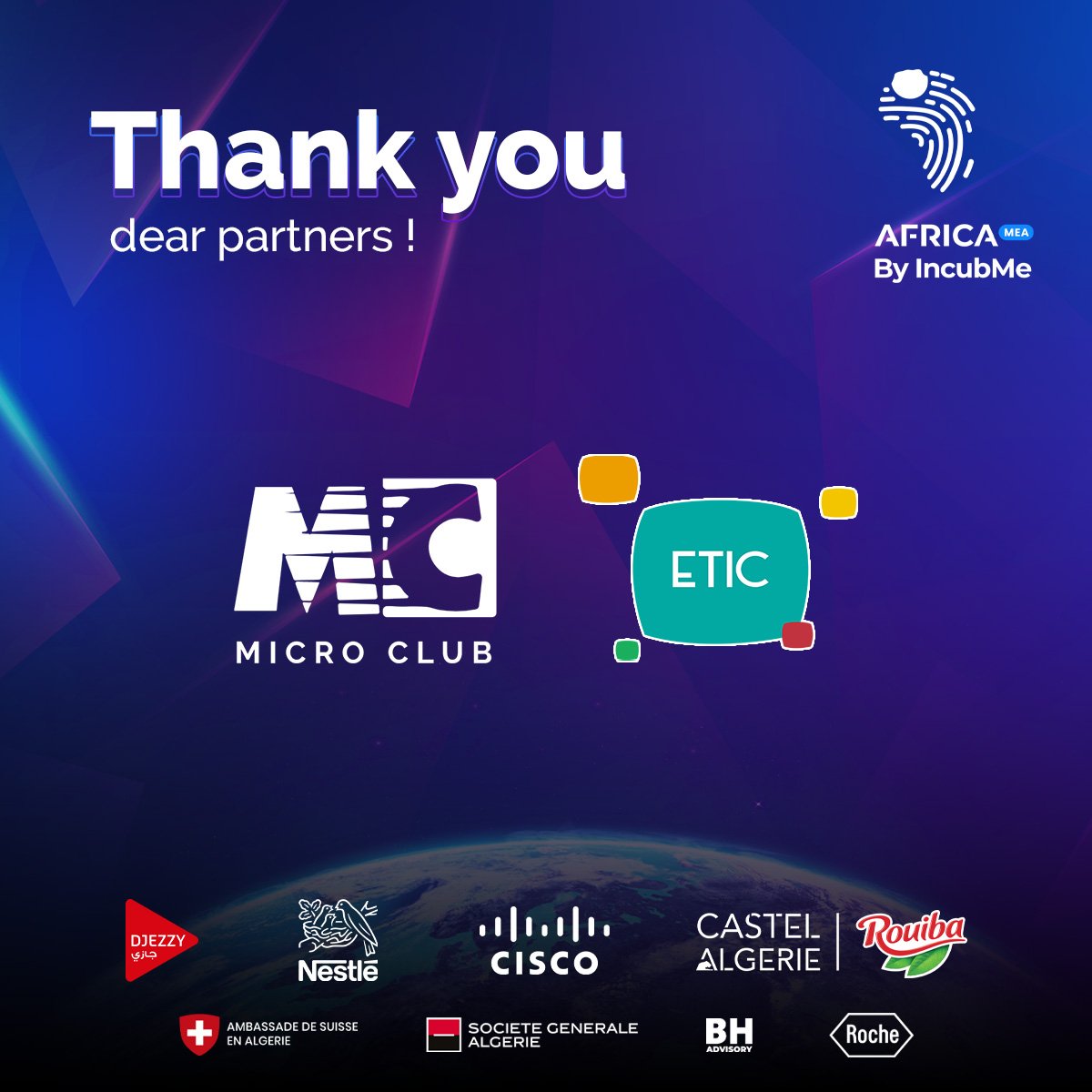 AIncubme's tweet photo. IncubMe is incredibly grateful for the help and support that we received during the launch ceremony of @AfricaByIncubMe x MEA from students clubs, ETIC and Micro Club USTHB, making the event a success for us and our partners.

#ABIxMEA #AIMEA22  #IncubMe #ETIC #MicroClub https://t.co/V2AC2EkCQQ