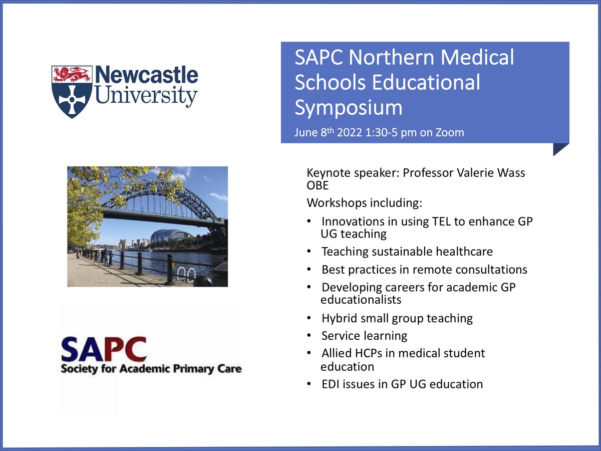 DrLilyLamb's tweet photo. Not long to go till our @sapcacuk Northern Medical Schools educational symposium, hosted by @NewcastleMedSch,  8th June via Zoom, anyone interested in GP #MedEd book your free place here:  https://t.co/qrvXEabu4p https://t.co/HRV7ikgZwn