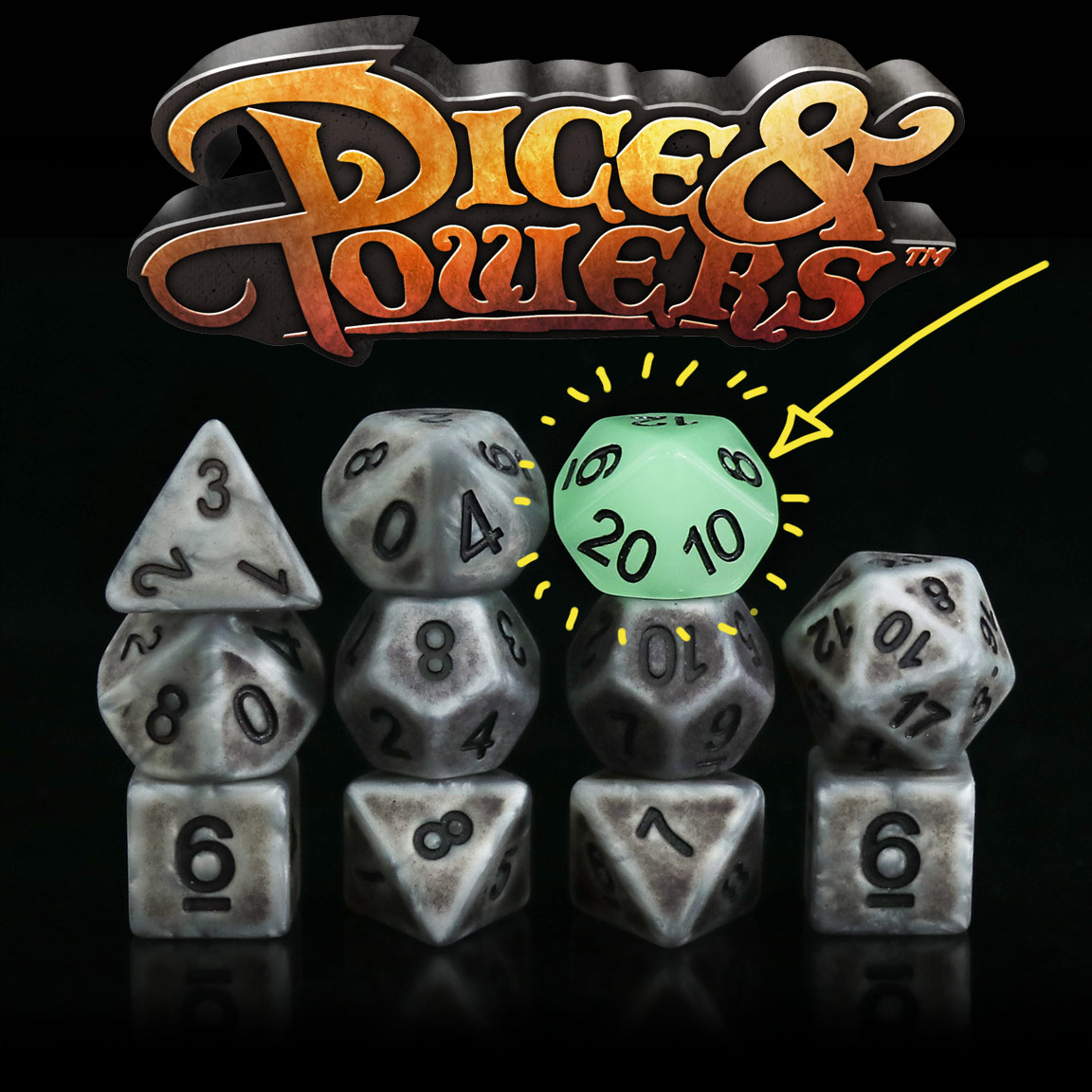 darkunigames's tweet photo. Dice &amp; Towers comes with a set of 10 dice + 1 special die to rule them all: the “Die Die”. The faces on this d10 tell you which dice to stack next. Roll a 20, stack a d20. Roll a 12, stack a d12, and keep stacking as long as you dare!  

#polyhedraldice #dicegame #tabletopgames https://t.co/GHIkeRhS9T
