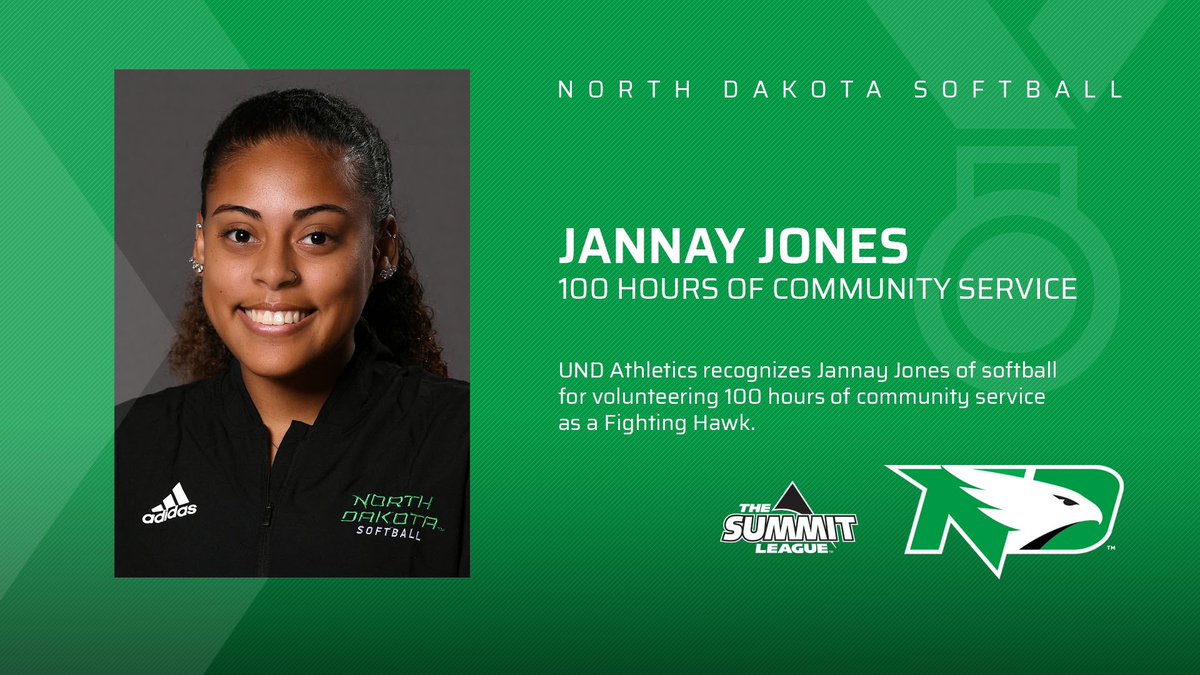 UND_SA_LEAD's tweet photo. Congratulations to @UNDsoftball’s Jannay Jones for volunteering 100 hours of community service! #UNDproud https://t.co/oOdzunKW1m