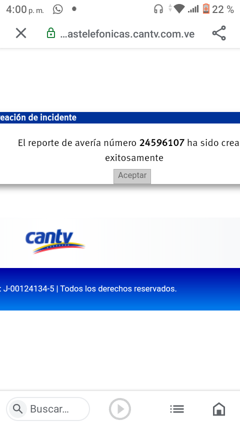 ALEJANDROANDEL's tweet photo. @salaprensaCantv Hacemos de su conocimiento este reporte de avería de internet 24596107 por solucionar sin saldo pendiente por cancelar. Agradeceremos la solventacion de este reporte. https://t.co/7acQpYUymN