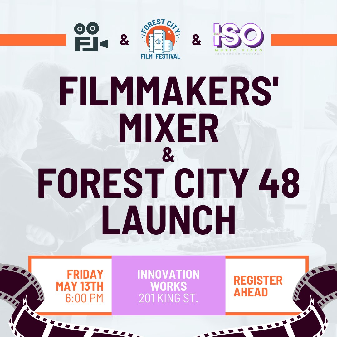FCfilmfestival's tweet photo. The #LdnOnt film industry is meeting up this Friday! Will you be there?
Network with your fellow #filmmakers, launch the #ForestCity48, live #ISOProject performances and more!
Pre-register for this FREE event at https://t.co/FqsuLGbYjw
Co-hosted by @filmlondonon and FCFF! https://t.co/uHmLTou7Yu