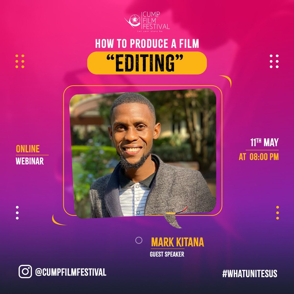 This Wednesday it's all about editing...join us at 8pm for all your questions on video editing 🥰 @CumpFestival 
#tucump
#cump2022
#whatunitesus