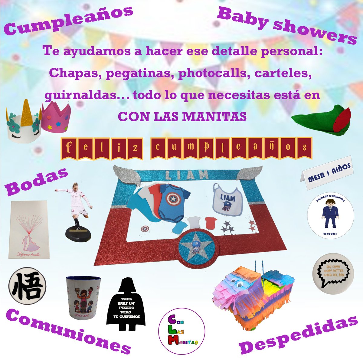 CLManitas's tweet photo. ¡Te ayudamos a hacer ese detalle personal para ese día especial!

 #DIY #conlasmanitas #dondefabricartusideas #sevilla #sevillahoy #comunion #boda #cumpleaños #despedida #graduacion #babyshowers #pegatina #chapa #photocall #personalizado#sublimacion #manualidades https://t.co/99B48PPJfH