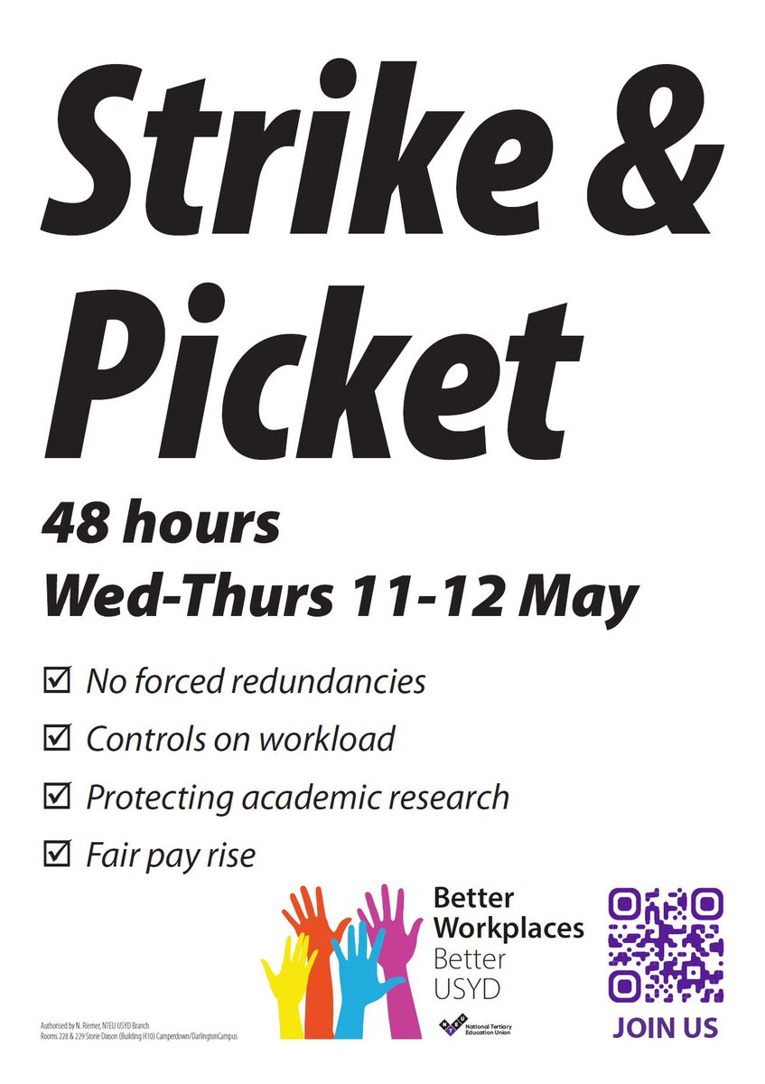Along with my NTEU colleagues at the University of Sydney, I’m on strike today and tomorrow as part of our fight for better and fairer working conditions. See you on the picket line! ✊🏼#USydStrike