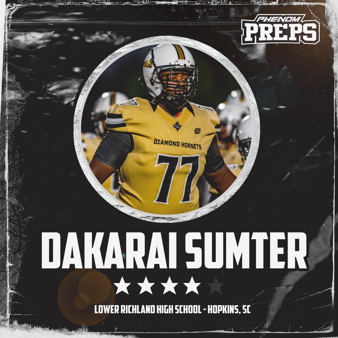 Phenom Preps (@phenompreps) on Twitter photo 🚨RATING ALERT🚨
2024 OL (6'9 340) Dakarai Sumter from Lower Richland High School in Hopkins, SC has earned a 4⭐️ rating.
<a href="/DakaraiSumter10/">Dakarai Sumter</a> <a href="/THEOLWHISPERX4/">THE OL WHISPER</a>
📲 phenompreps.com/2024-ot-dakara…
#EarnYourStars 🚨RATING ALERT🚨
2024 OL (6'9 340) Dakarai Sumter from Lower Richland High School in Hopkins, SC has earned a 4⭐️ rating.
<a href="/DakaraiSumter10/">Dakarai Sumter</a> <a href="/THEOLWHISPERX4/">THE OL WHISPER</a>
📲 phenompreps.com/2024-ot-dakara…
#EarnYourStars