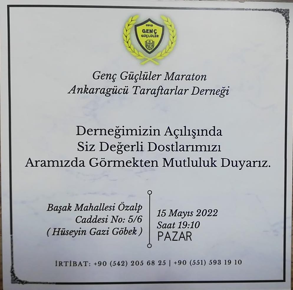 gencgucluler's tweet photo. Genç Güçlüler Maraton Ankaragücü Taraftarlar Derneği olarak tüm camiamızı 15.04.2022 Pazar günü açılışımızda yanımızda olmaya davet ediyoruz. 

İyi gününde kötü gününde hep beraberiz! https://t.co/yzr87QYOS4