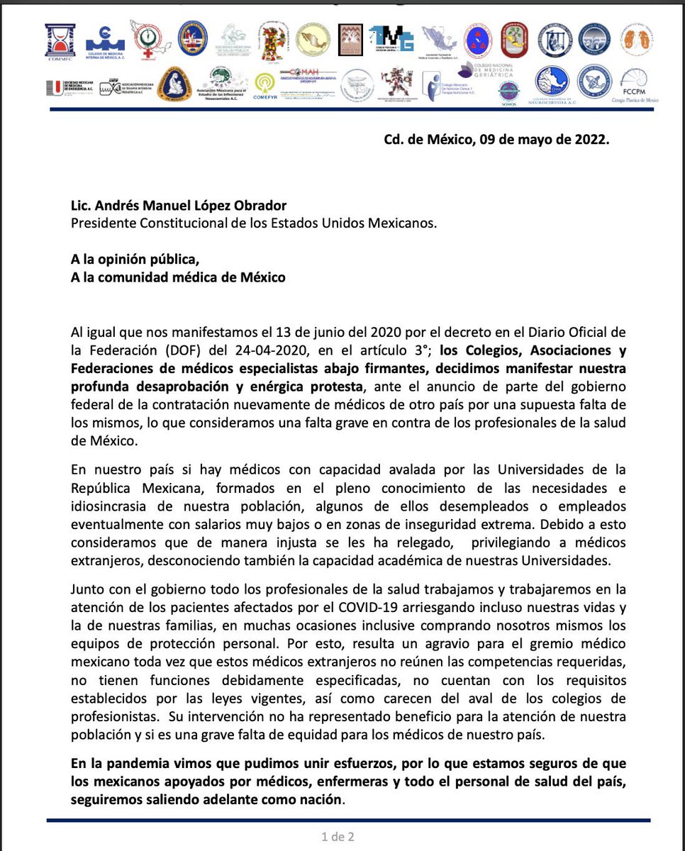 HectorRossete's tweet photo. Señor presidente @lopezobrador_ talento médico mexicano sobra y mucho. ¡Tiene que escucharnos! Nos está traicionando👇🏻 https://t.co/rTKgoy7bBI