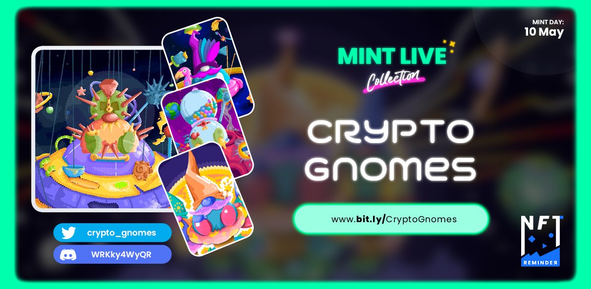🚨 MINT LIVE COLLECTION 🚨

👑Project Name:  Crypto Gnomes
💎Items:         5000 ITEMS
⚡️Mint:           0.89 SOL
✨Discord:     26.9K
⏰Time:          MINT LIVE

🔵Twitter:       <a href="/Crypto_Gnomes/">Crypto Gnomes | NOT DONE YET</a>
🌐Mint Link:   bit.ly/CryptoGnomes