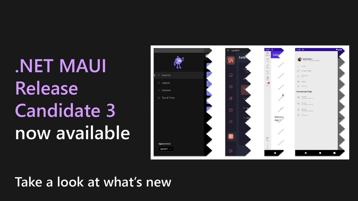#dotNETMAUI Release Candidate 3 is now available and a screenshot of the .net maui ui.
