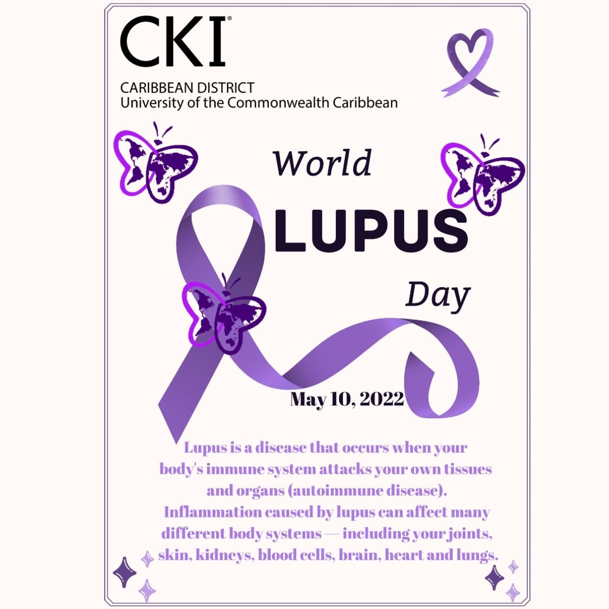CirclekUcc's tweet photo. Today May 10, is World Lupus Day💜
Be in the know and get the facts on Lupus.
#lupusawarenessday💜💜💜
#mayislupusawarenessmonth💜💜💜
#lupusawarenessmonth💜💜💜
#lupusstruggle💜💜💜
#lupusfighter💜💜💜
#beintheknow
#getthefacts
#oneucc💙💛 https://t.co/1XFQBMUS6H