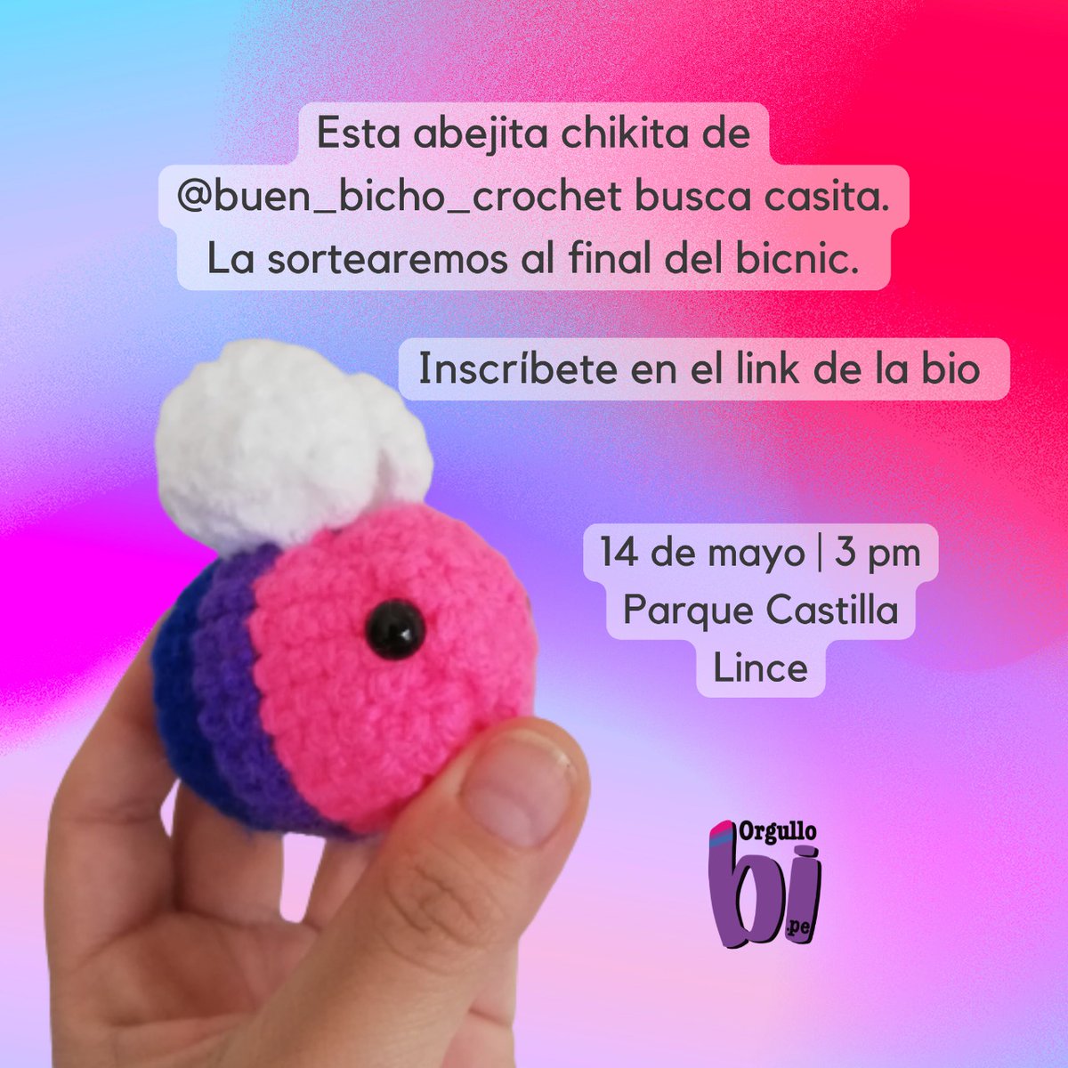 Orgullobipe's tweet image. Volvemos este sábado 14 al parque Castilla en Lince (Lima) para un bicnic, edición: BIFOBIA.
Conmemoramos el #IDAHOBIT2022 hablando sobre discriminación contra personas bisexuales. Además, habrá regalito especial. Inscribete docs.google.com/forms/d/e/1FAI…
