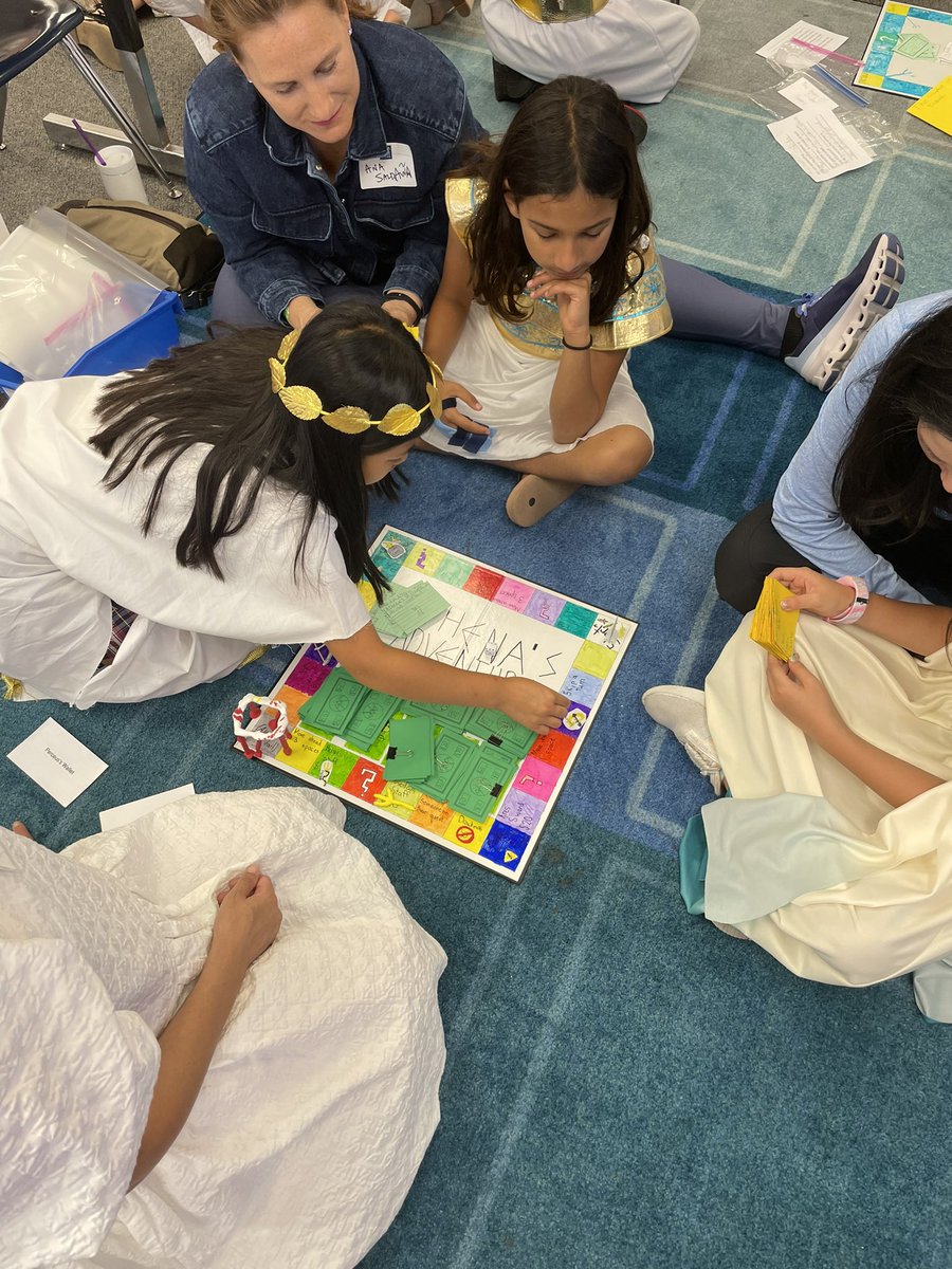 MsMastersMakers's tweet photo. Third graders worked hard to create a board game that taught others about their Greek Character! They designed everything from the objective of their game to the game pieces and Rule book! Today they got to celebrate by playing their games with their parents! @robshouston https://t.co/uS9Ju6sQDo