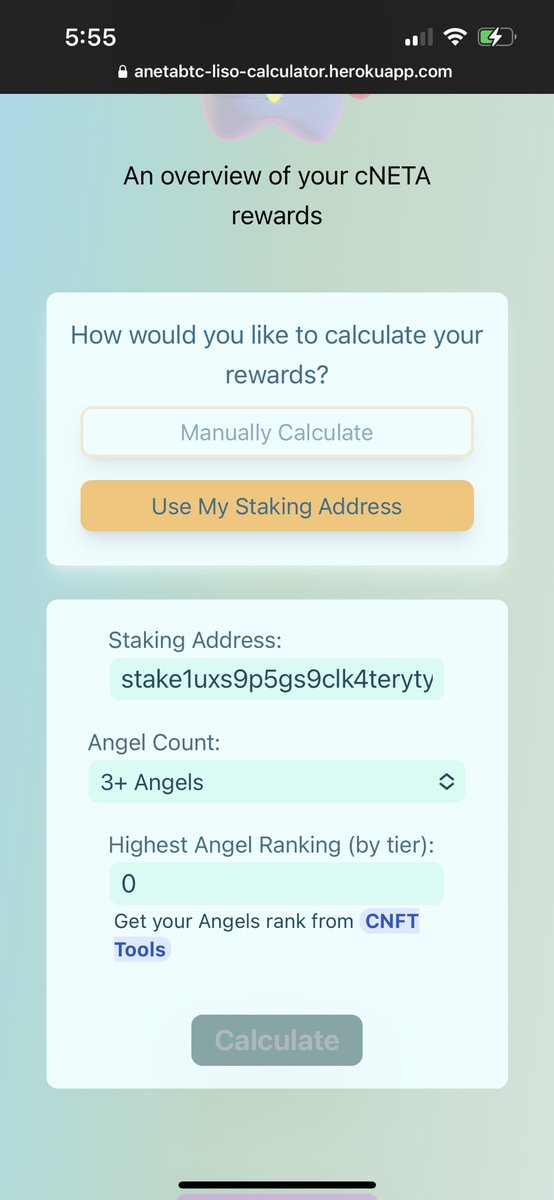 FirasCardano's tweet photo. @anetaBTC I can’t calculate with my 3 nfts angels the calculator button disappear https://t.co/EfXl5wPTXM