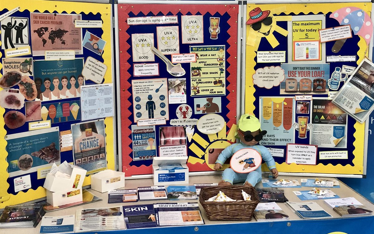 NUTHPaedDerm's tweet photo. “Fantastic response to our Dermatology #sunawareness campaign @NewcastleHosps and @GreatNorthCH qColleagues, patients and visitors alike stopping by for advice, tips and samples to help look after their skin in the sun ☀️” @lynzed10 &amp;co have been flying the flag for #teamderm https://t.co/jQNsox1zI7